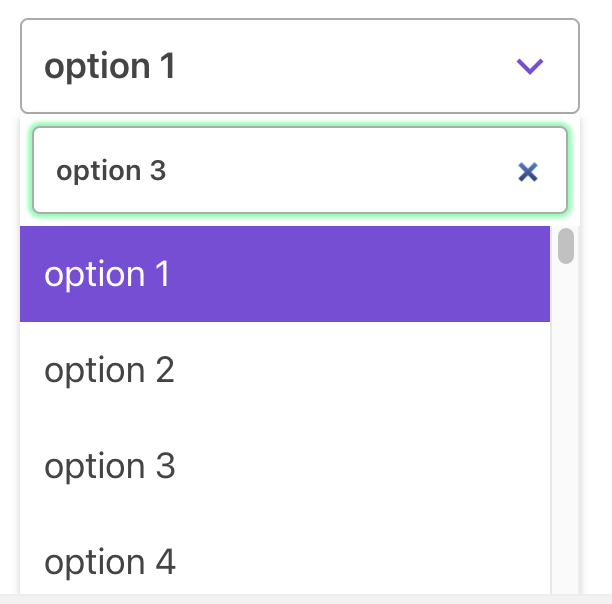 In the Select Component dropdown the search text is not persisting ...