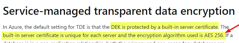 Clarification needed on Azure SQL and TDE encryption · Issue #105241 ...