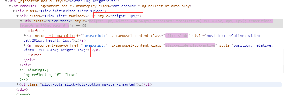 nz-carousel 在 nz-carousel-content 没有显式设置高度时,元素的高度被固定为 height:1px ...