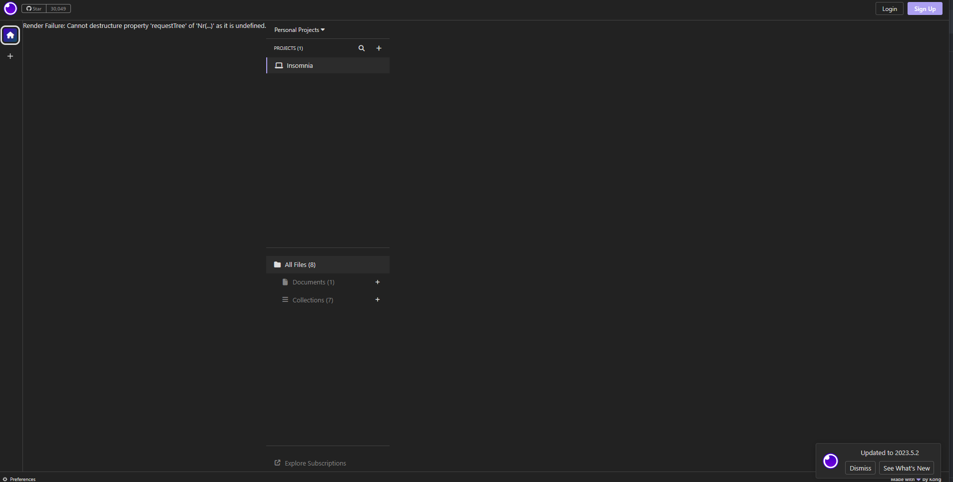 Can't export collection, render failure error · Issue 6294 · Kong