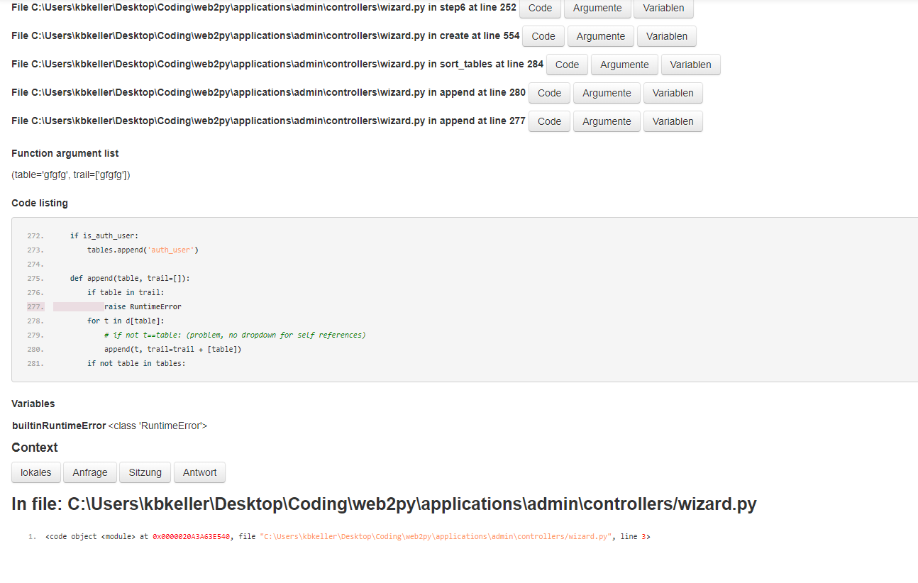 Runtime Error when using the wizard · Issue 2123 · web2py/web2py · GitHub