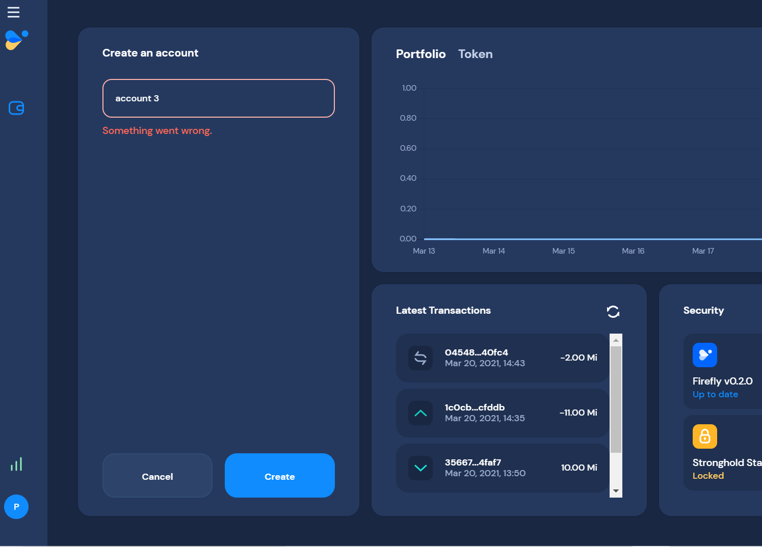 account 3 create error