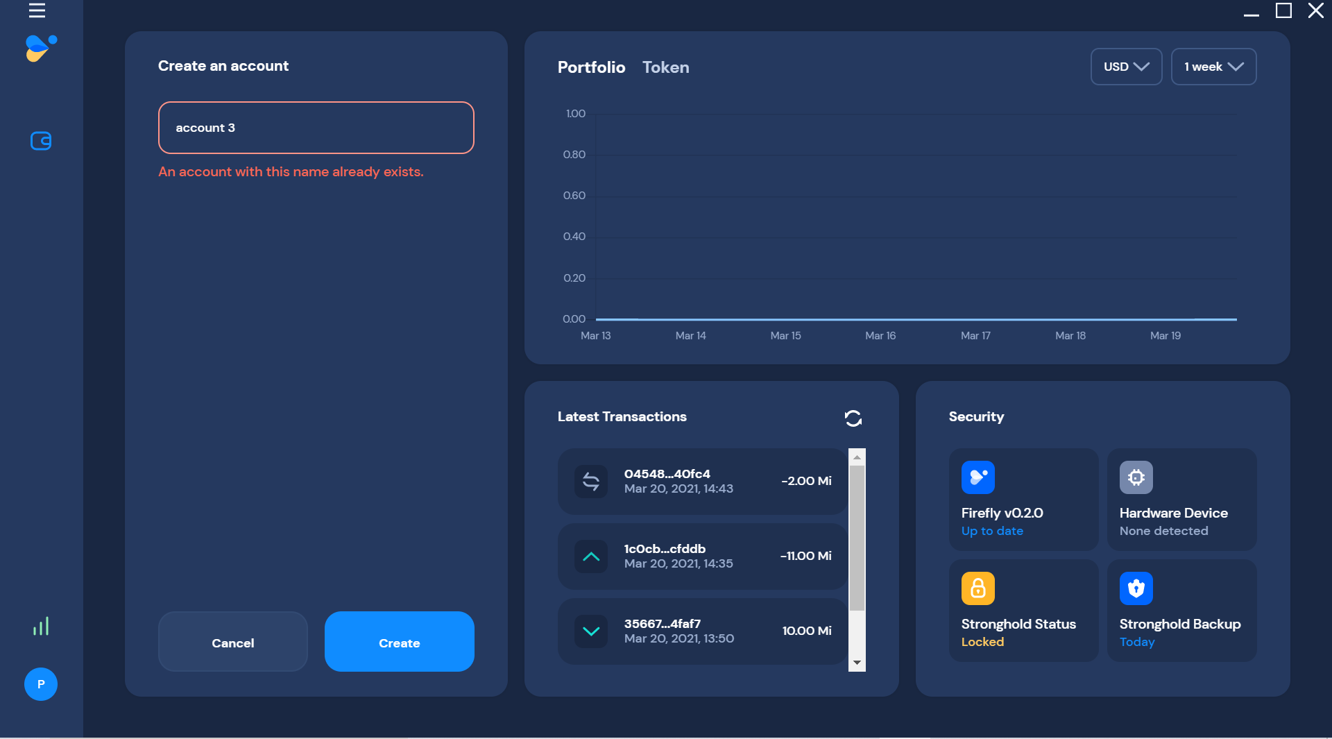 account 3 create error n2