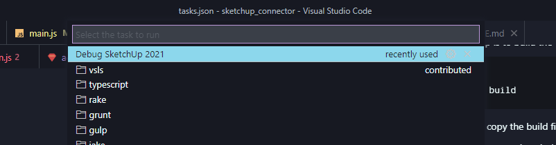 debug sketchup task