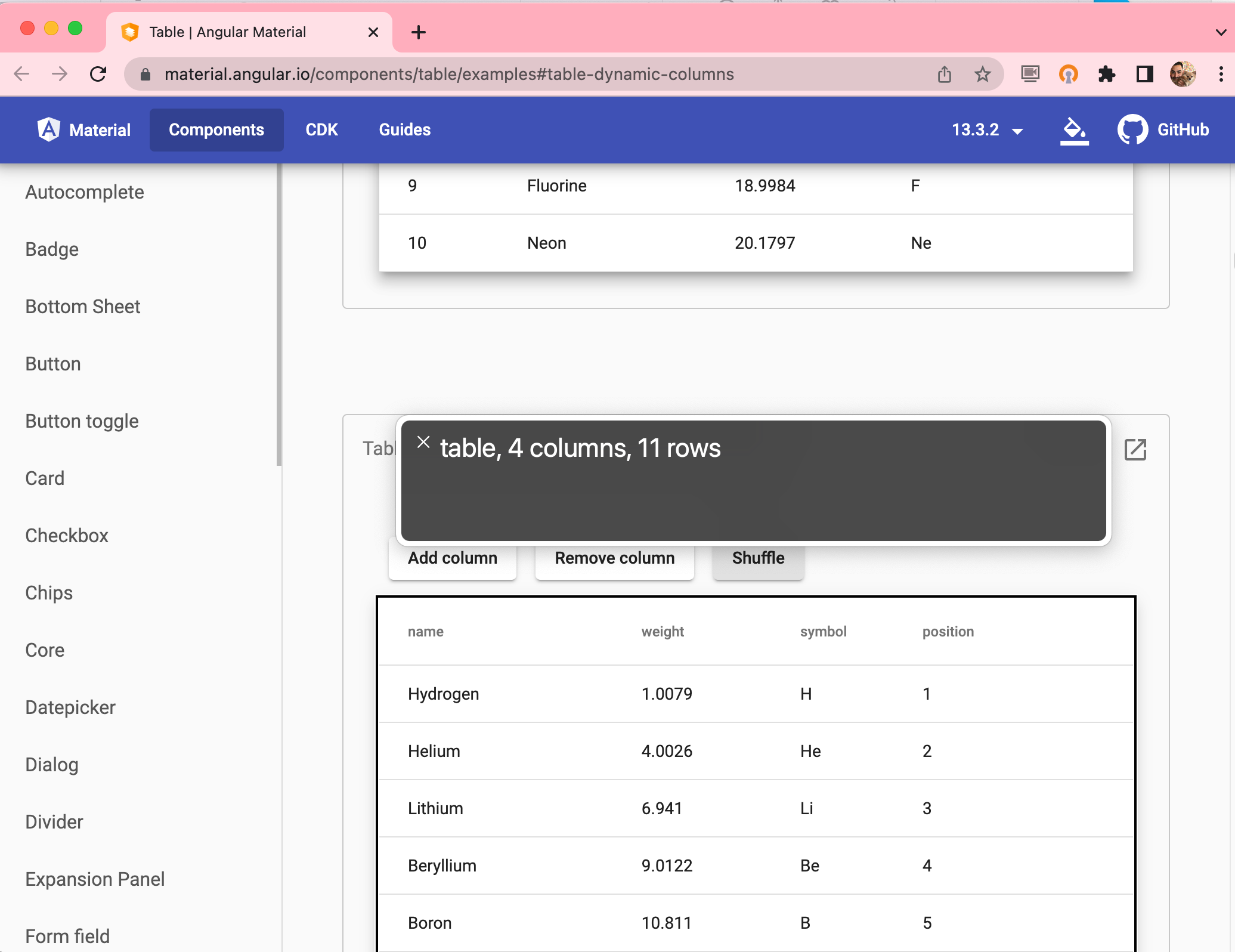 [Mat Table] Voiceover is not announcing mattable column count