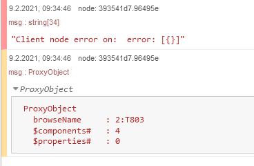 Error message on INFO from NodeClass 