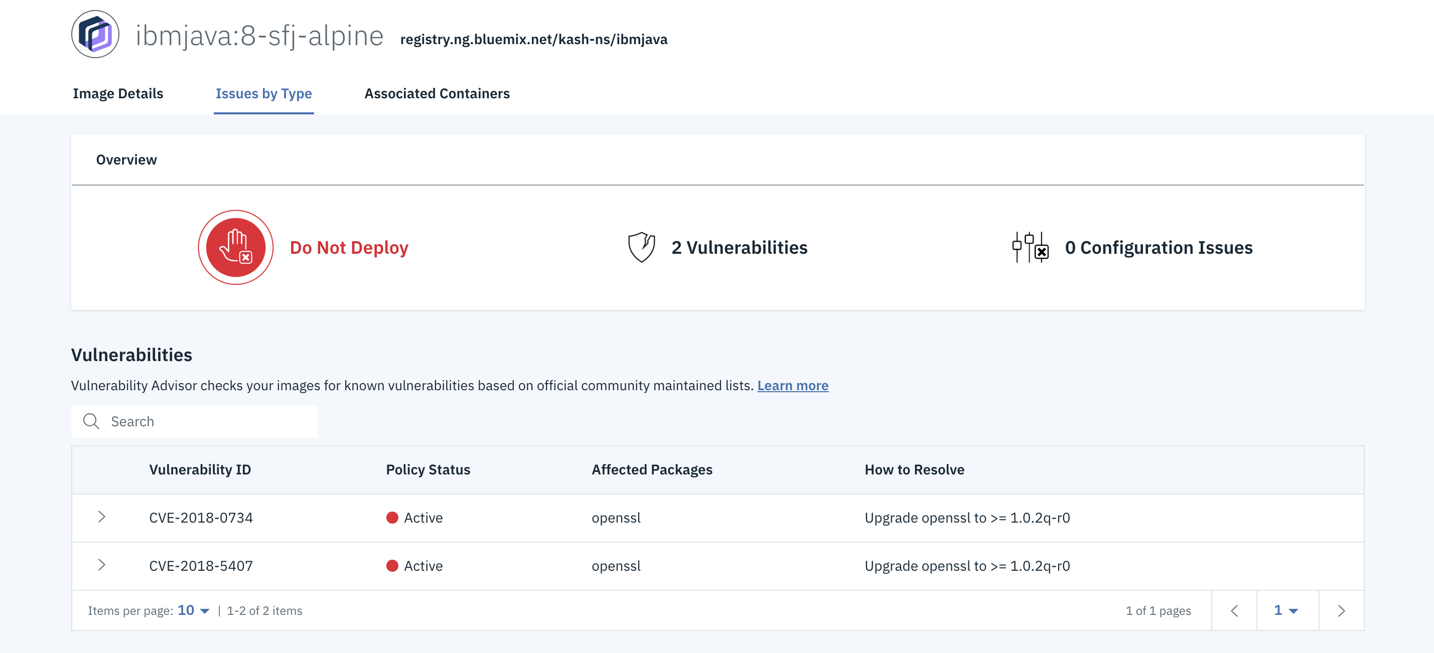 openSSL vulnerabilities with ibmjava8sfjalpine and ibmjava8jre