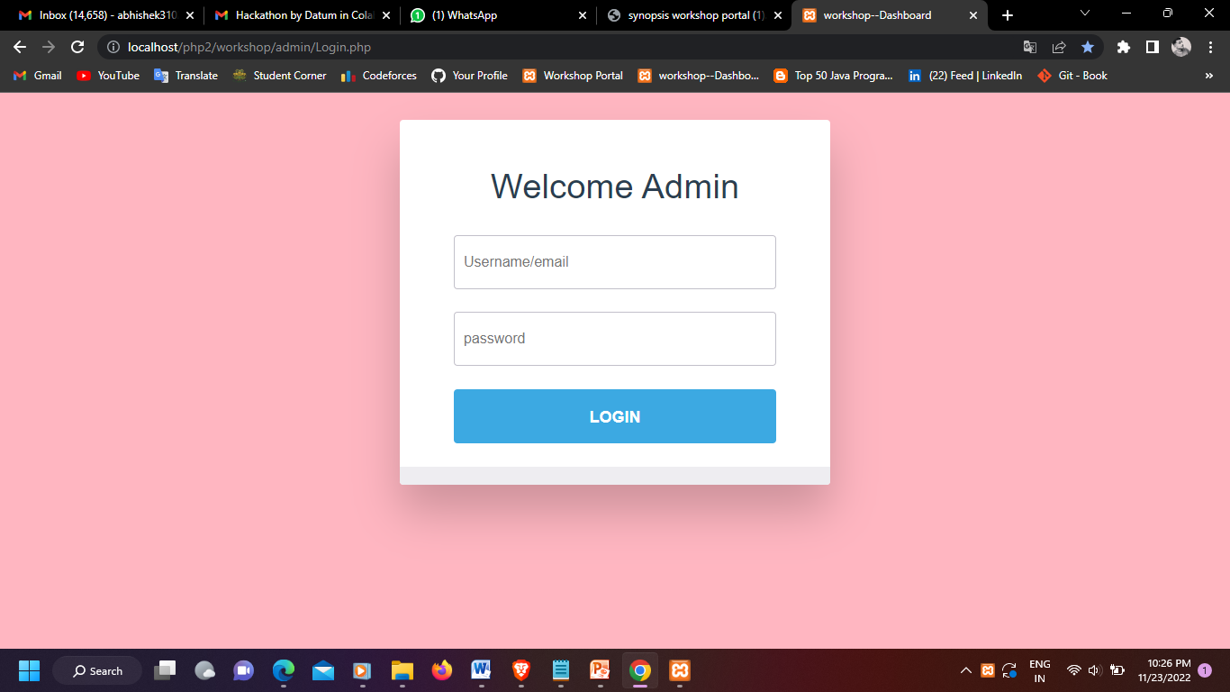 Github mohansingh12 workshop portal