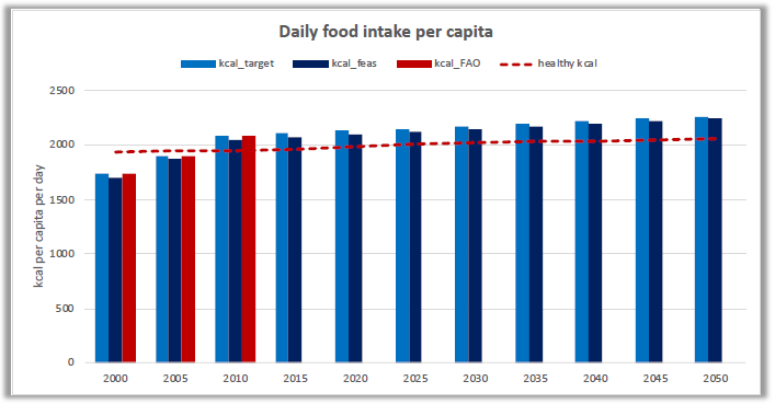 Figure 12. Average daily food intake per capita at the national level