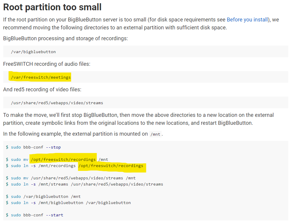 Wrong path in "Root partition too small" troubleshooting documentation
