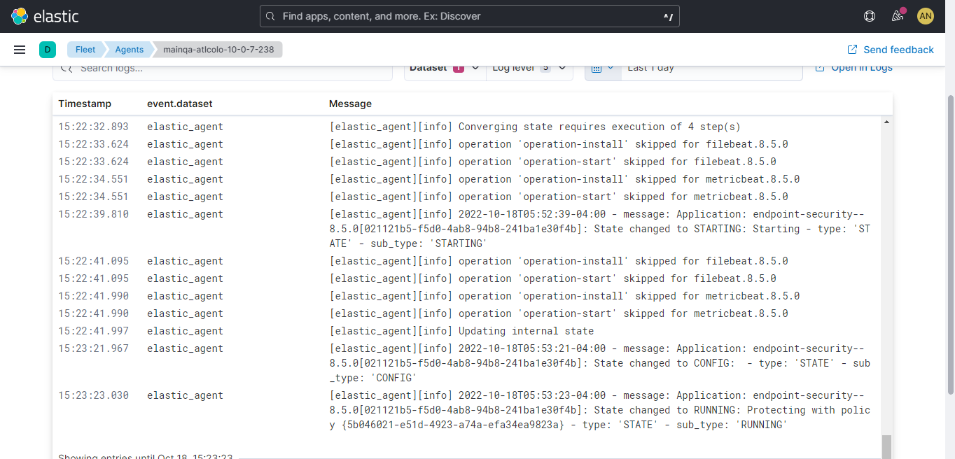 [Fleet] Agent logs not available under Fleet > Agent logs Tabs · Issue ...