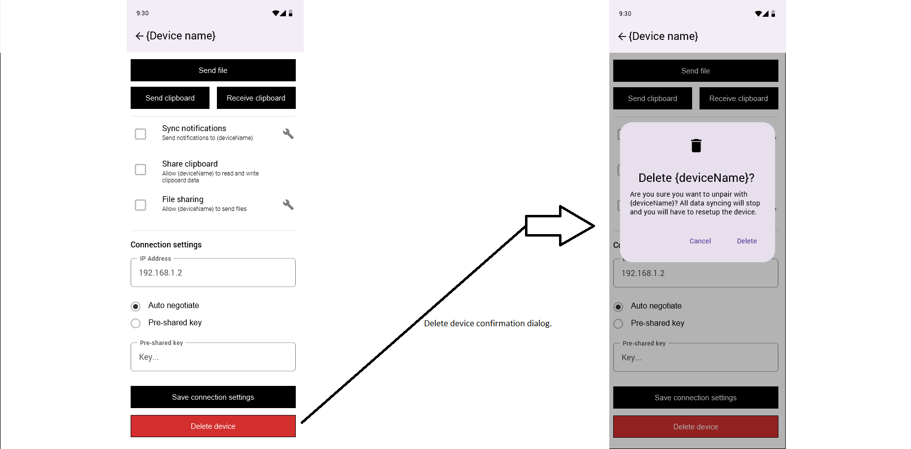 Device configuration screen