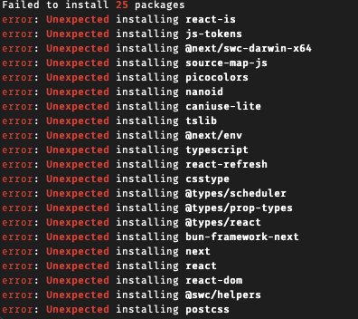 Failed to install packages on macOS · Issue #1227 · oven-sh/bun · GitHub