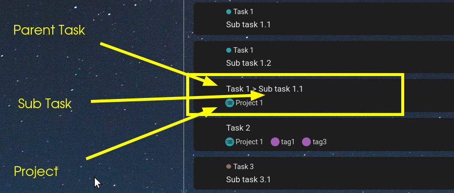 [Feature] Subtask in Timeline display Proyect Name like in Normal Task ...