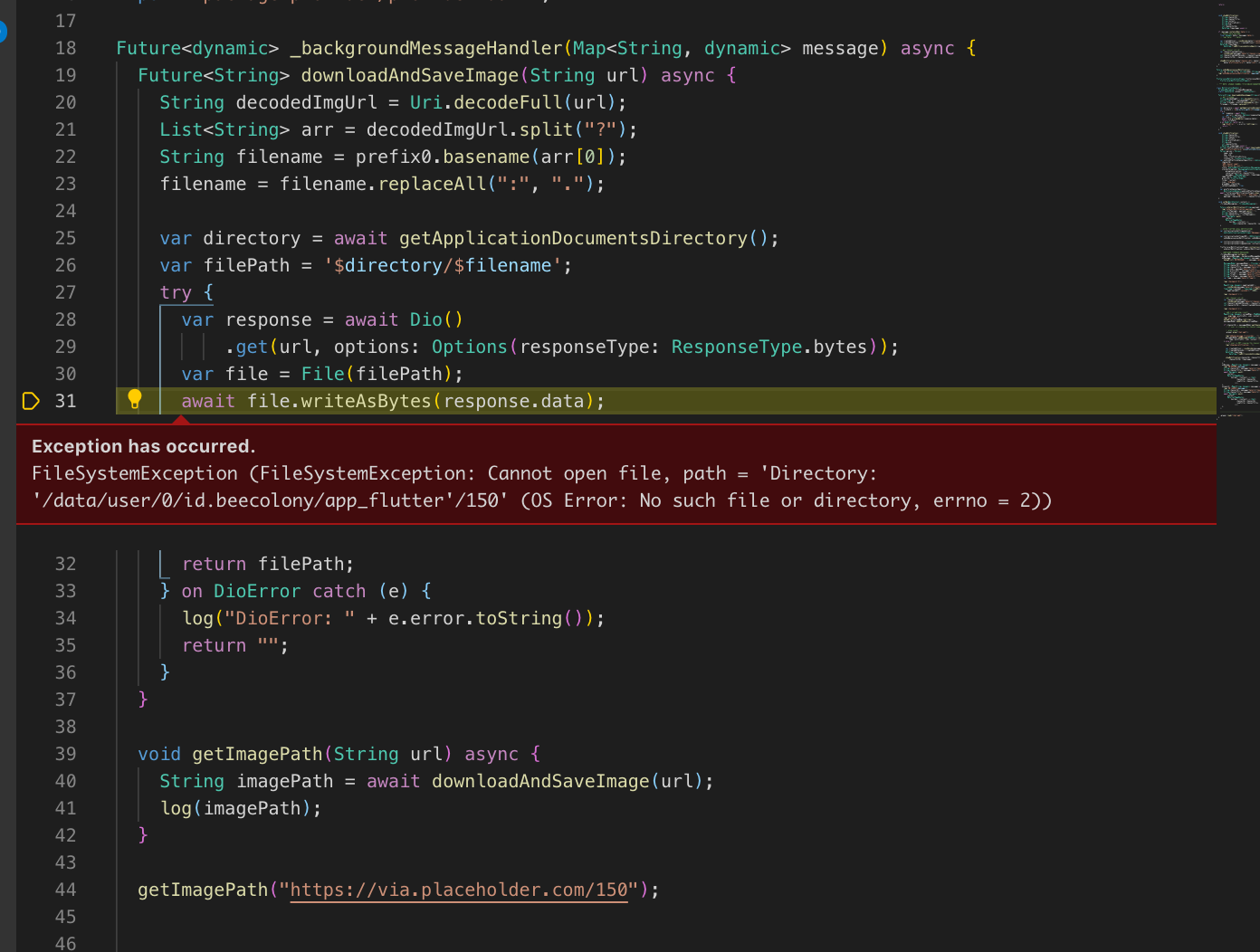 [firebase_messaging] Cannot write file in backgroundMessageHandler ...