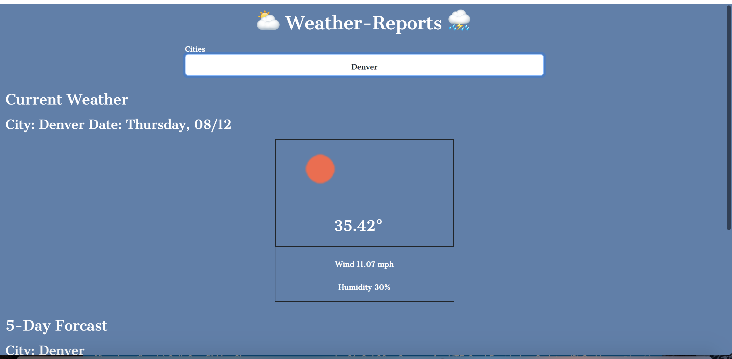GitHub - Audrey-505/5-Day-Weather-Forcast: A weather app that allows ...