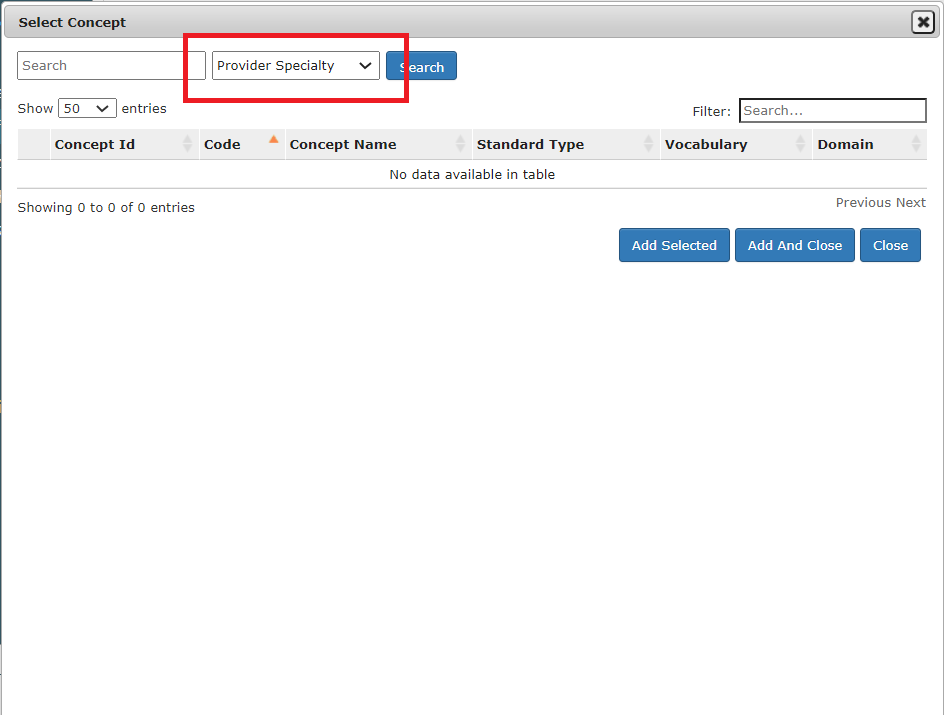Incorrect domain "provider specialty" in the attributes of the Cohort