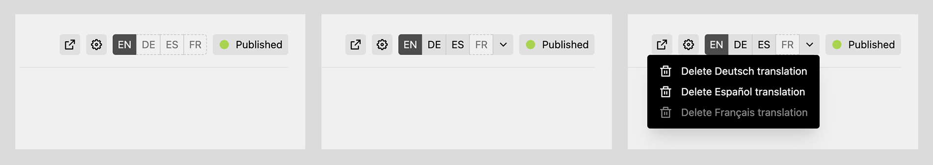 Language Selector states