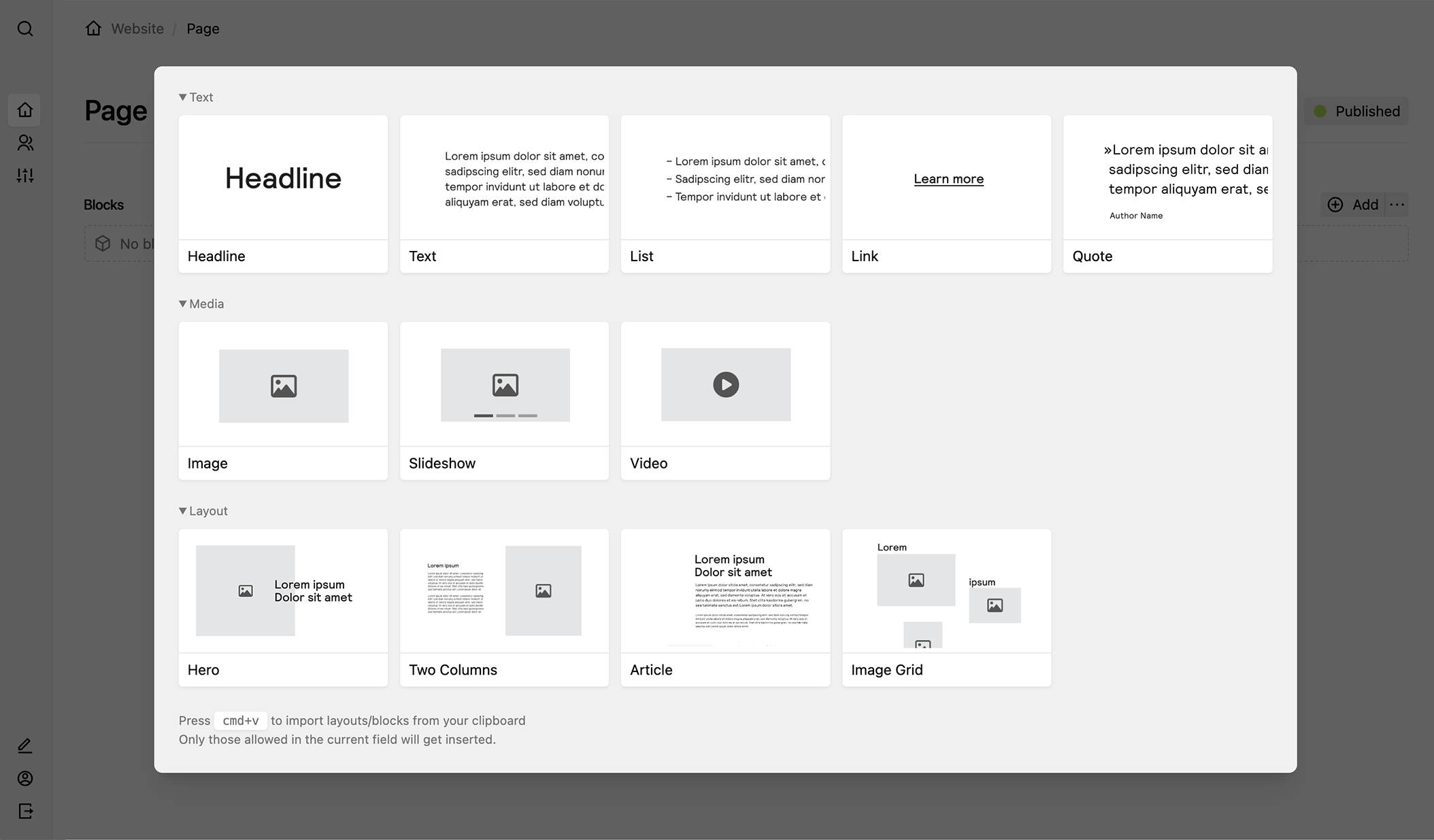 Visual block selector
