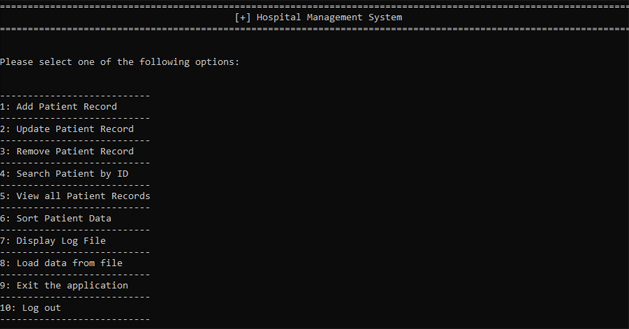 GitHub - AaronSoggi/HospitalManagementSystem: A console application ...