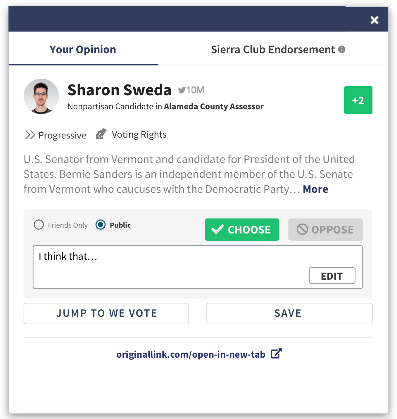 Candidate "Your Opinion" for Chrome Extension (iFrame) · Issue 2825