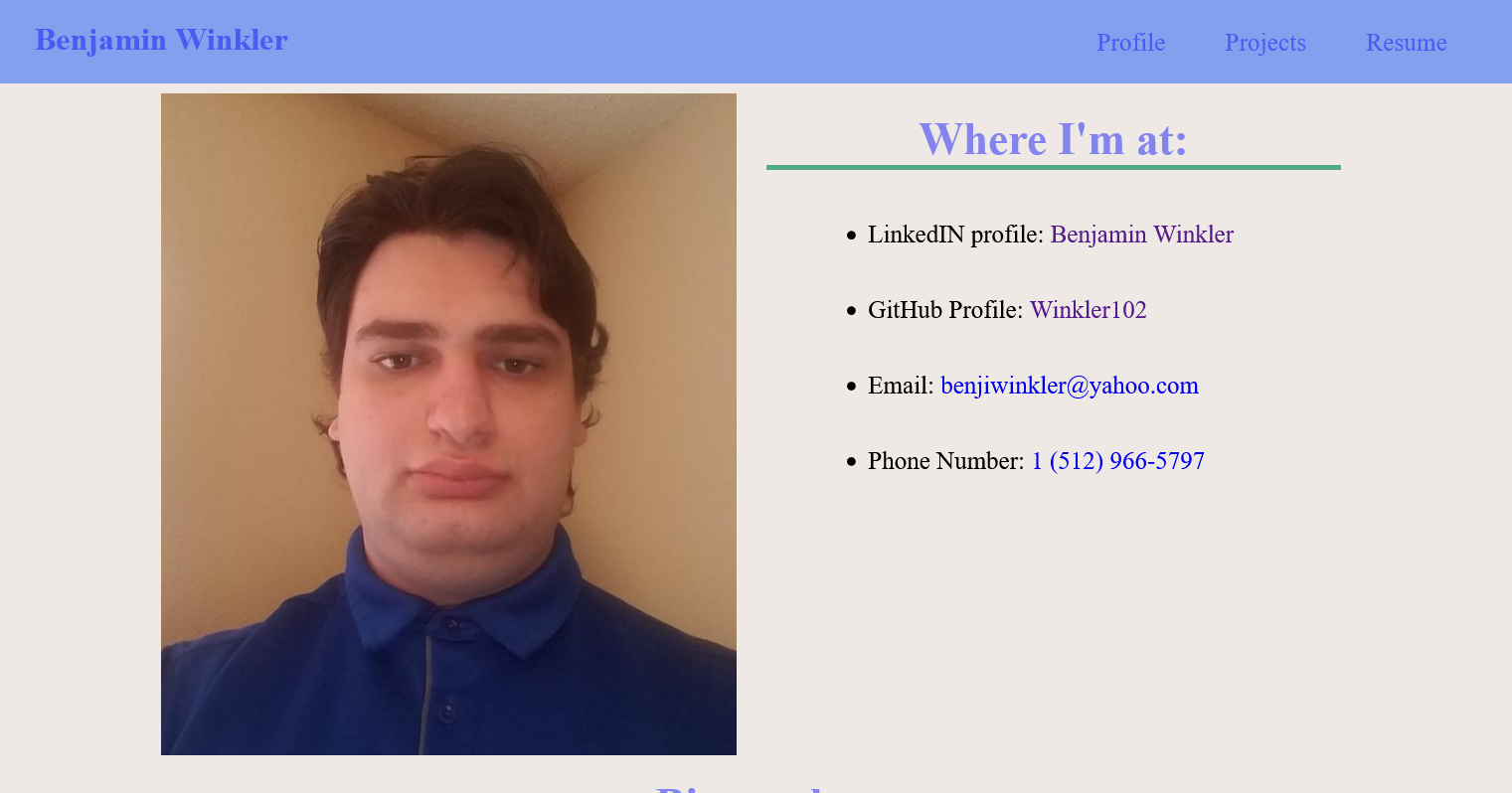 GitHub - Winkler102/Portfolio: My Portfolio for resume related projects.