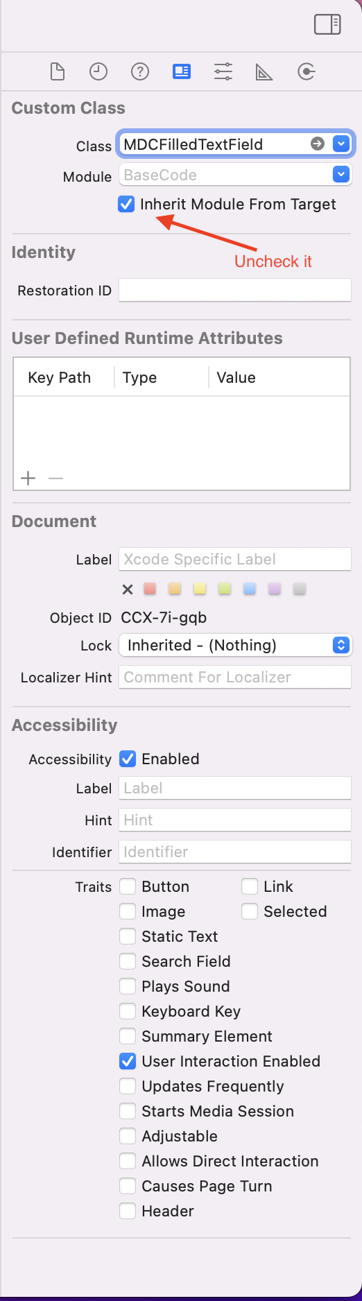 Unknown class _MDCOutlinedTextField in Interface Builder file. · Issue 10262 · material
