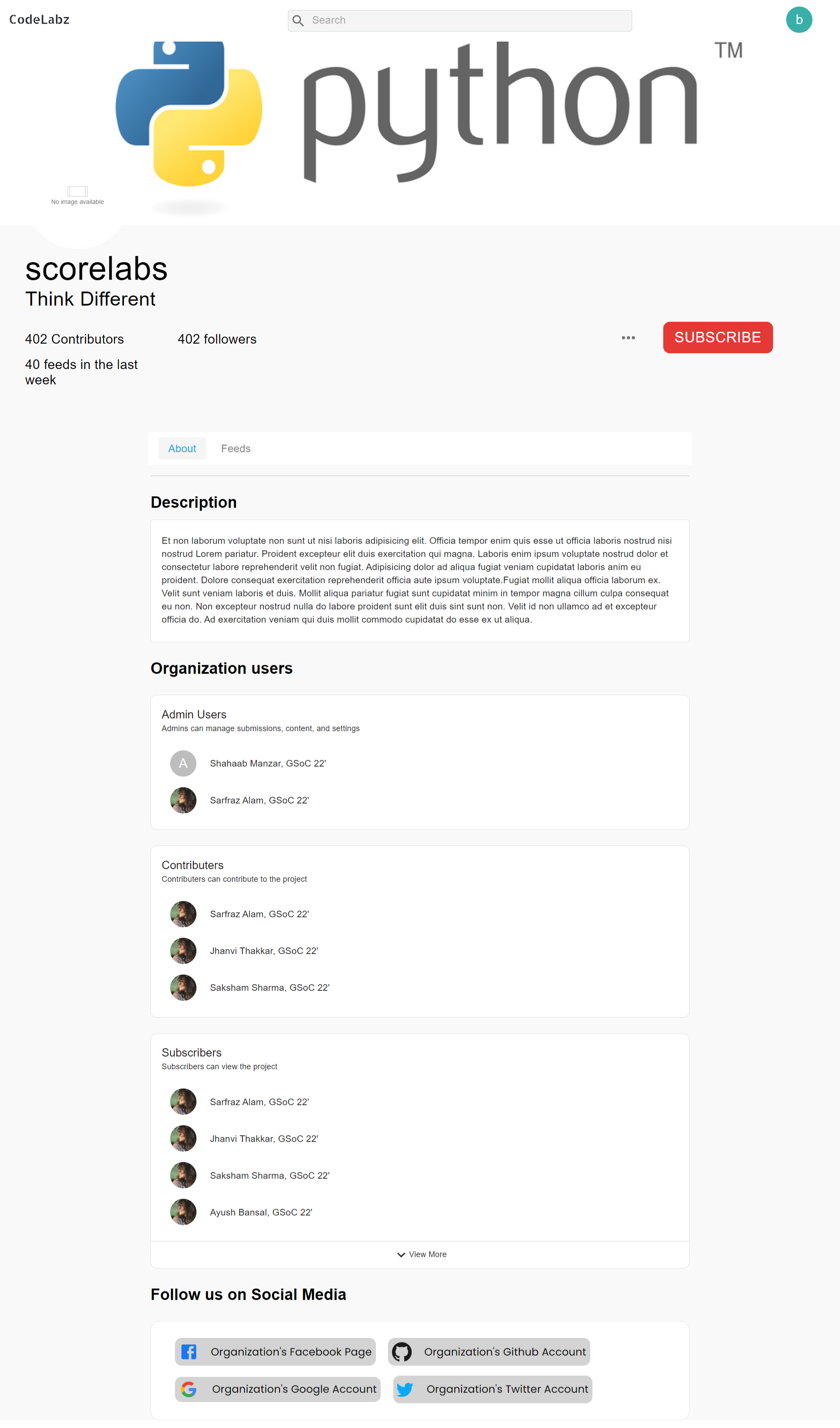 Add social media handles of organizaton in about feed · Issue #475 ...