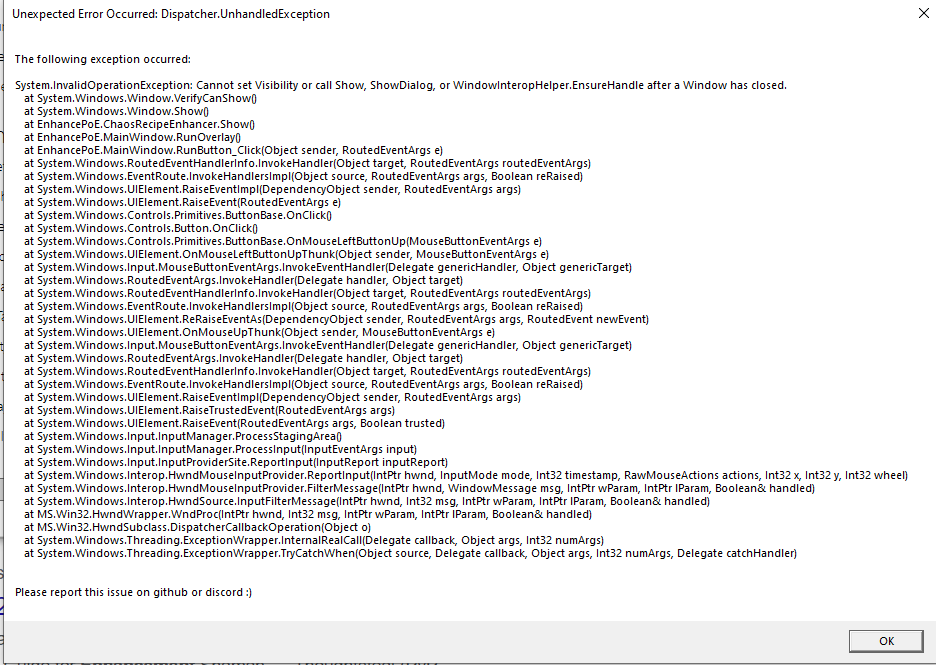 Error when trying to Run overlay · Issue #77 · ChaosRecipeEnhancer ...