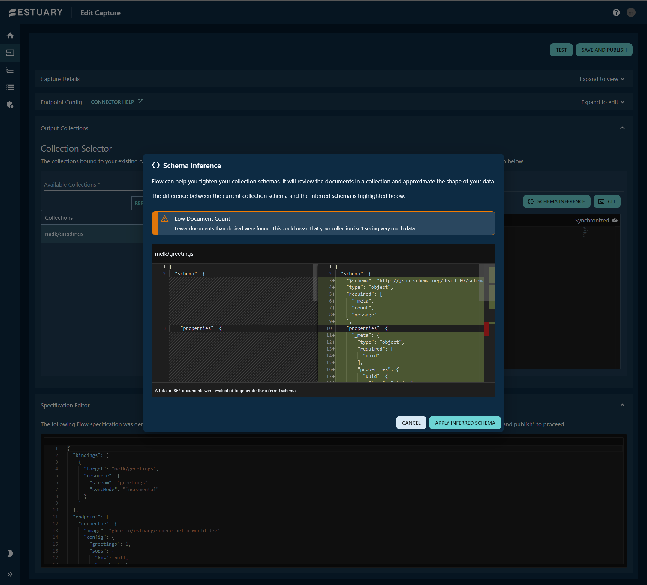 revision: read-only collection schema viewer to output collection form ...