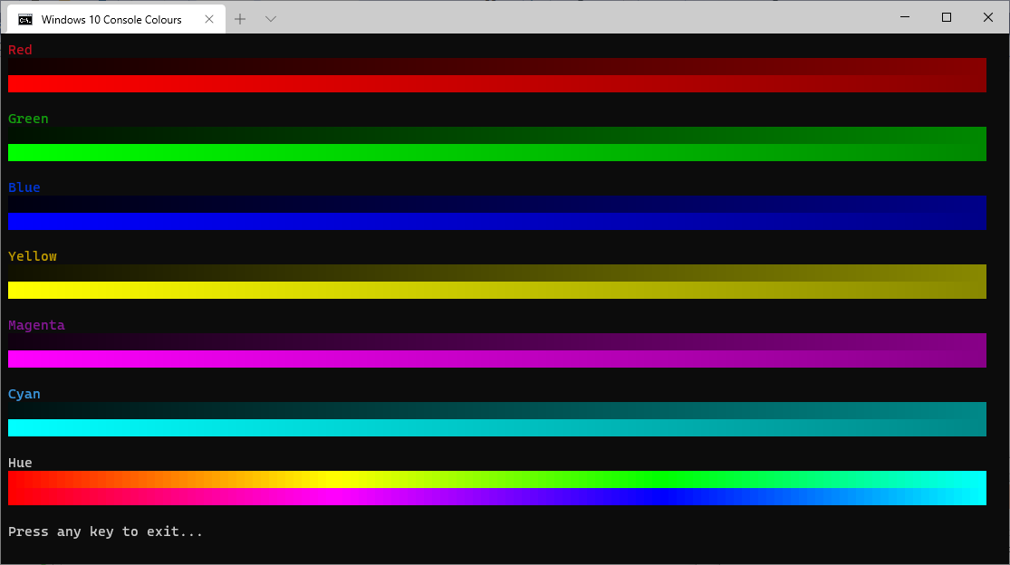 Windows 10 Console Colours