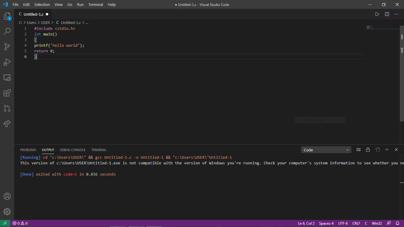 This version of c:\Users\USER\Untitled-1.exe is not compatible with the ...