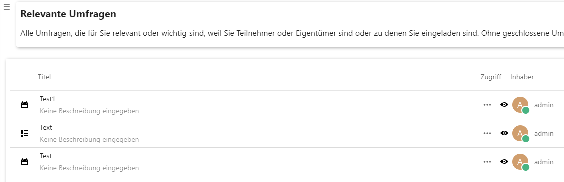 Liste Umfragen