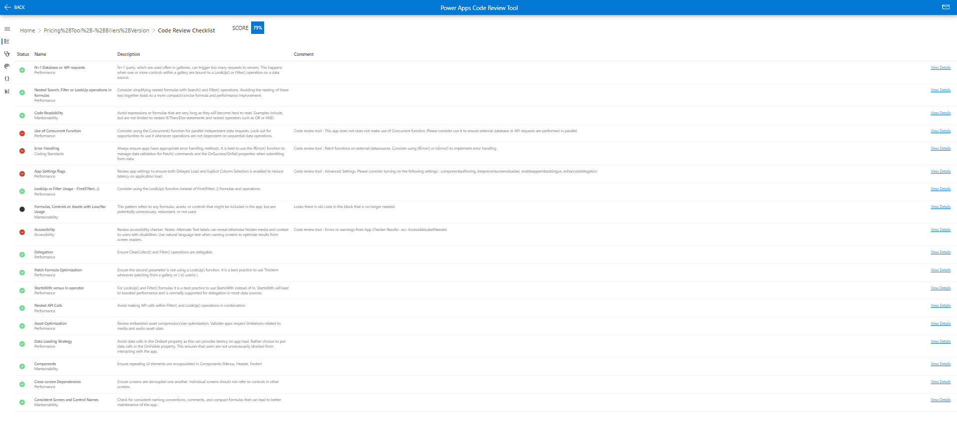 Code Review Tool vertical scroll on code review checklist