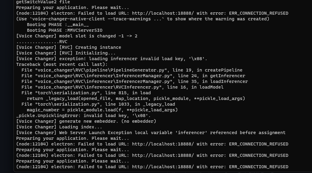 exception! loading inferencer invalid load key, '\x08'. · Issue 481