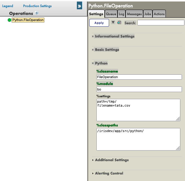 Settings for FileOperation