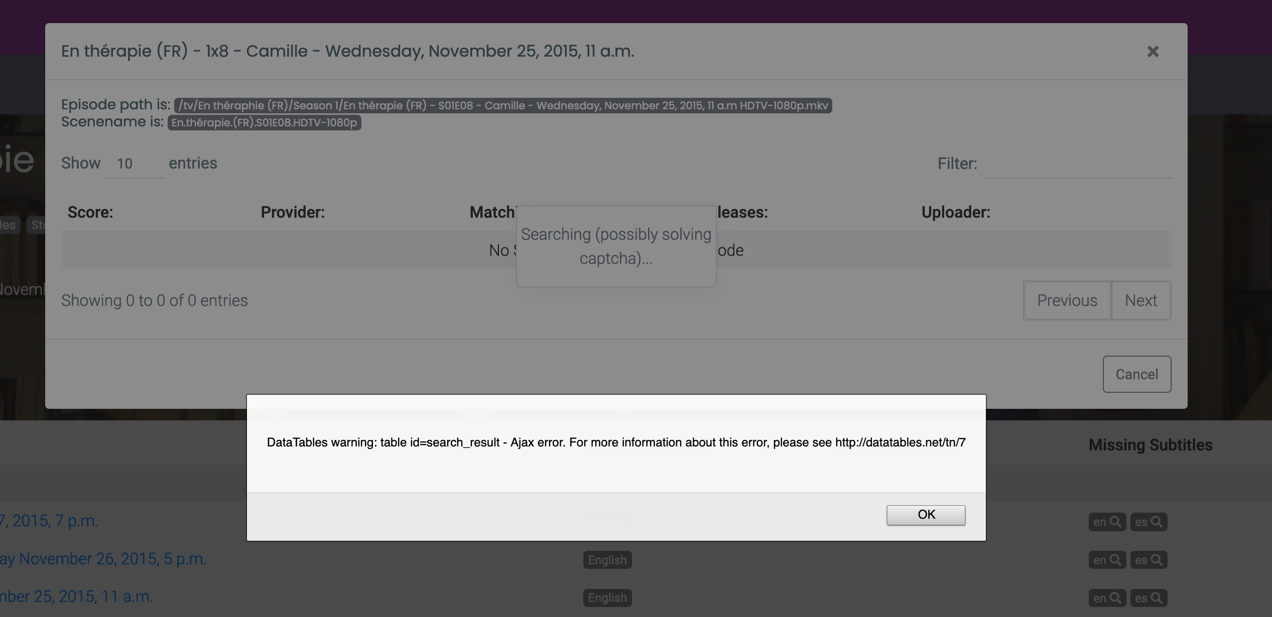 errors with manual search · Issue #1278 · morpheus65535/bazarr · GitHub