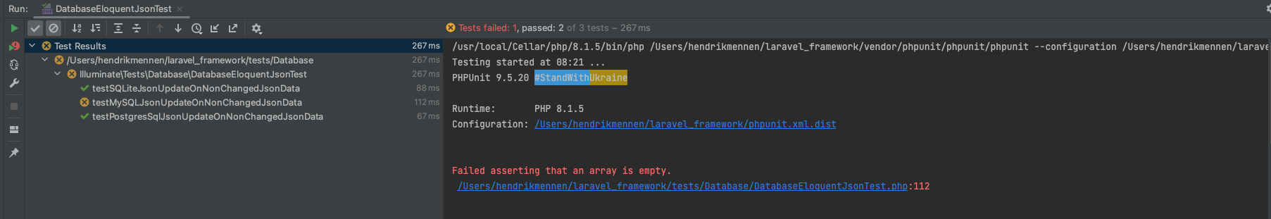 GetChanges() on model fails when data stored in MySQL json type · Issue ...
