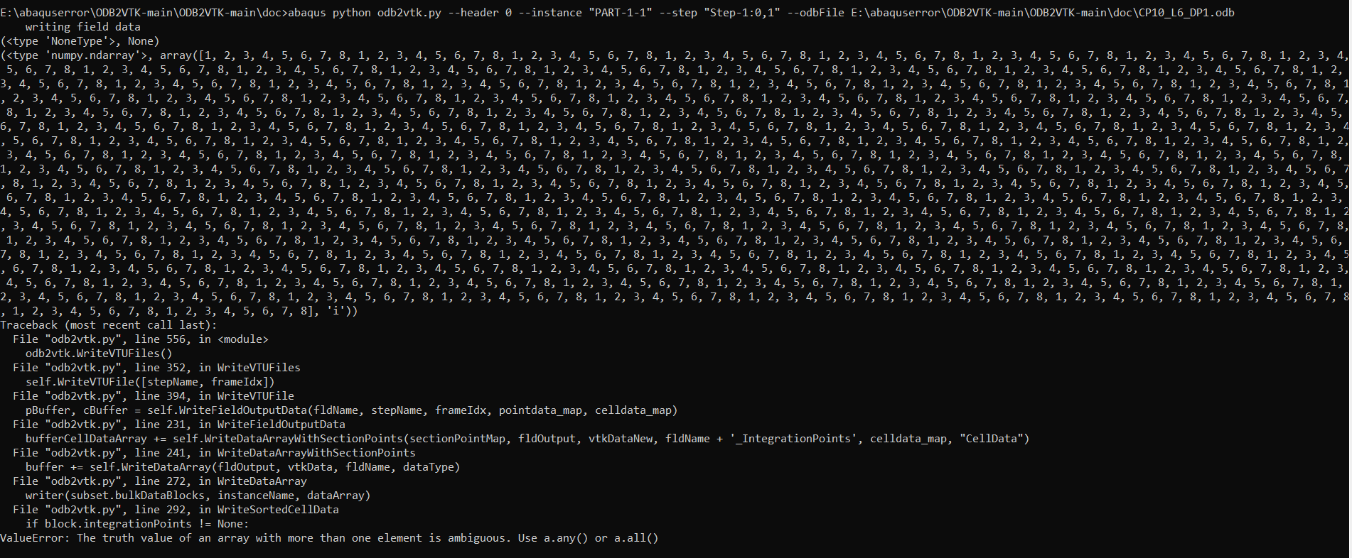 ValueError: The truth value of an array with more than one element is ...