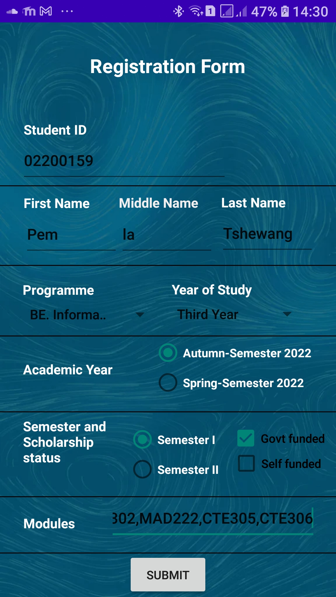 GitHub - pemtshewang/RegistrationForm: Android Studio Built using Java
