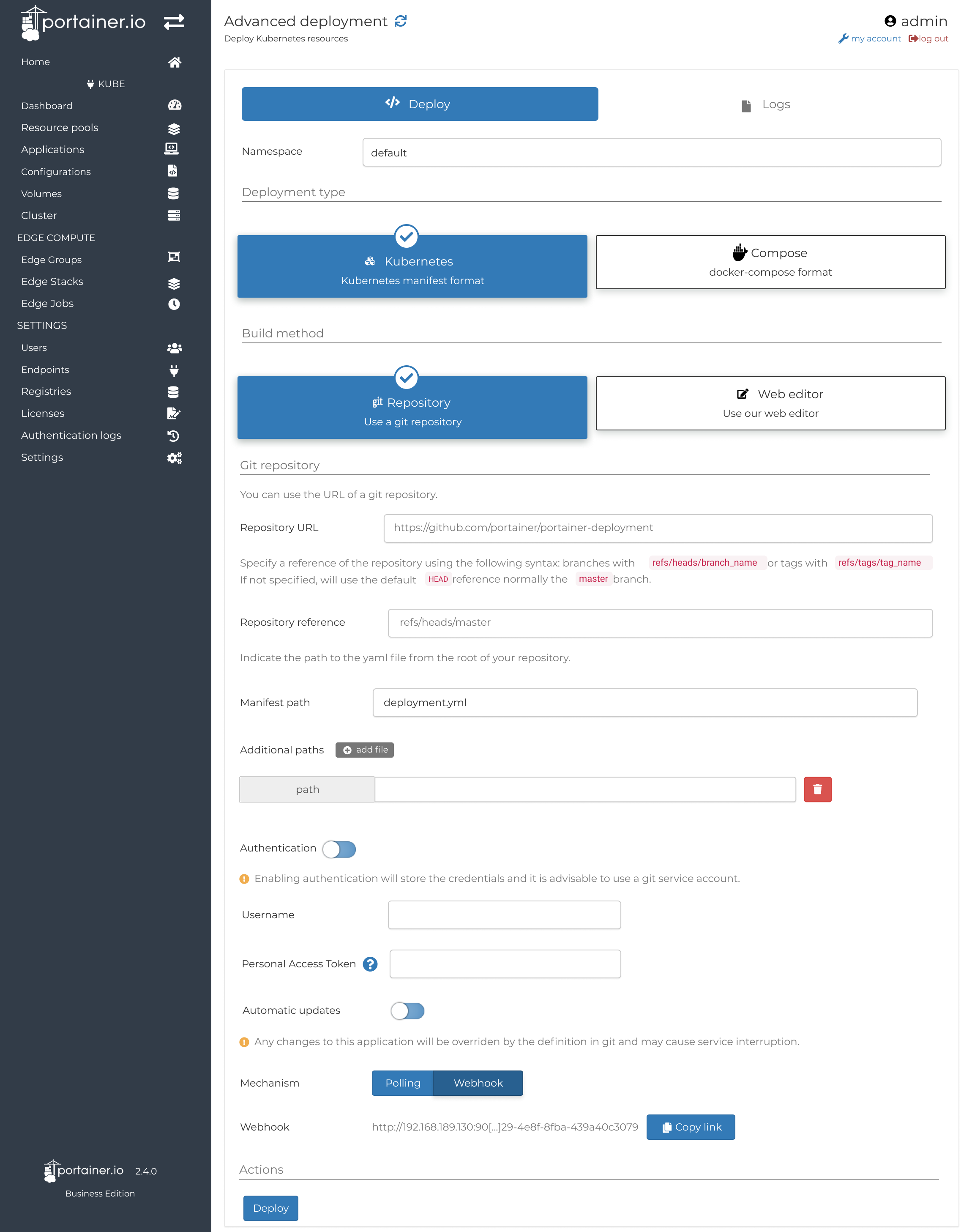 Support automated sync for Kubernetes Applications via Git · Issue ...