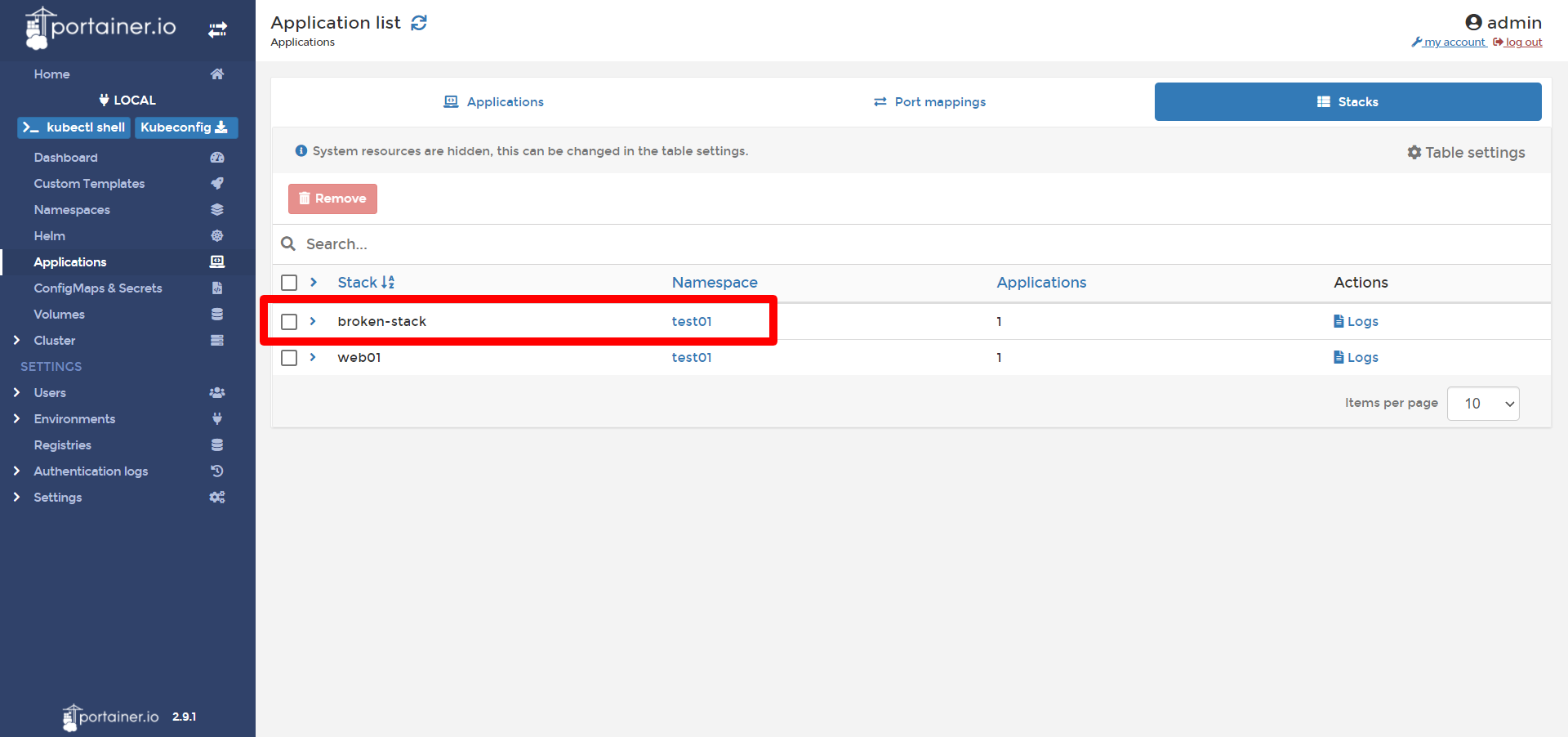 Removing a namespace does not remove associated stacks · Issue #5897 ...