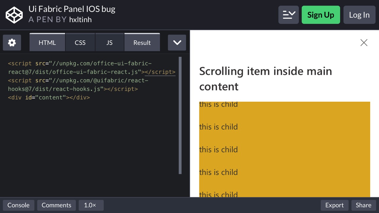 [Panel] scrollable item inside can not work on IOS mobile browser