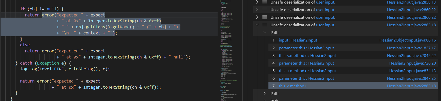 (Java) How taint tracking feature reach the internal call of readObject ...