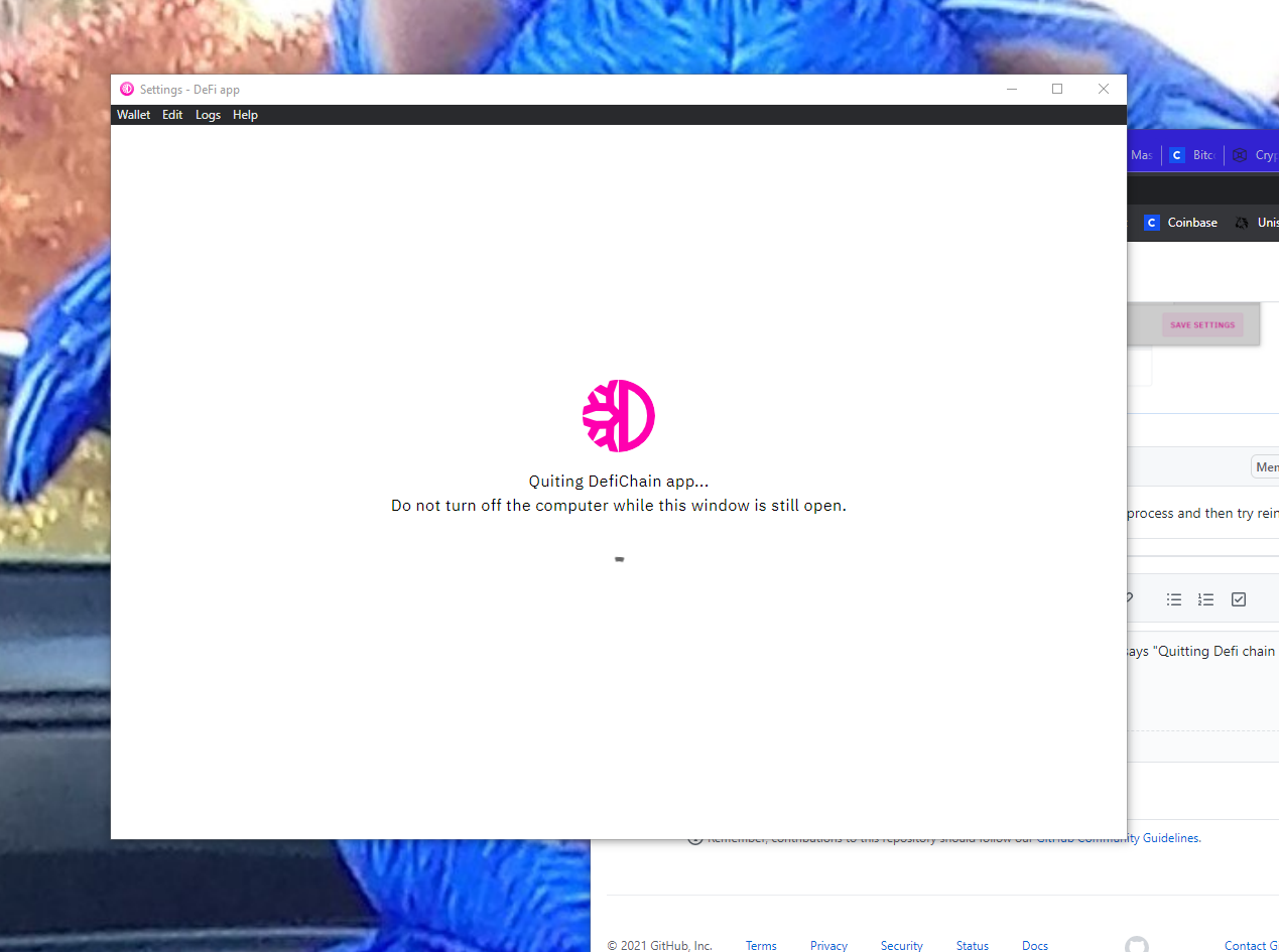 TRYING TO CLOSE DEFI CHAIN APP