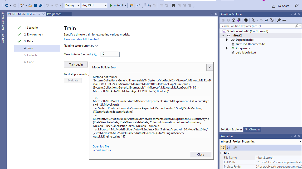 method not found: 'boolean Images High Quality Grahic Method not found: Error · Issue #1259 · dotnet/machinelearning ...
