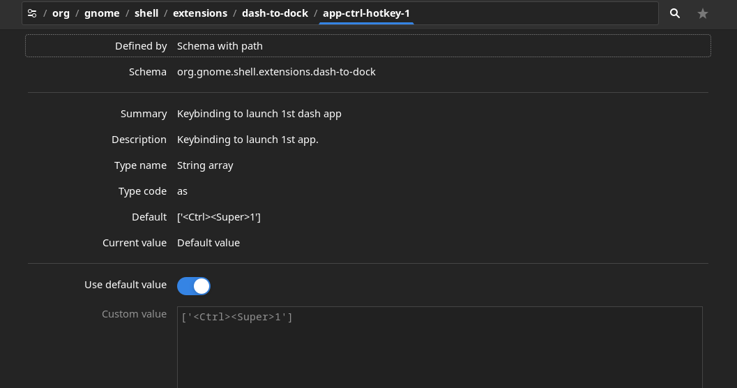 Can't set custom keyboard shortcuts from terminal like other extension