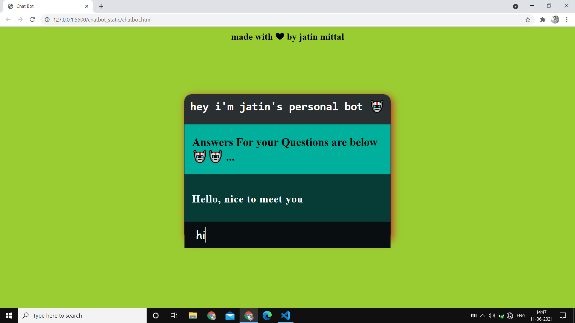 GitHub - jatin-mittal/chat-bot-static: this is static chat bot using ...