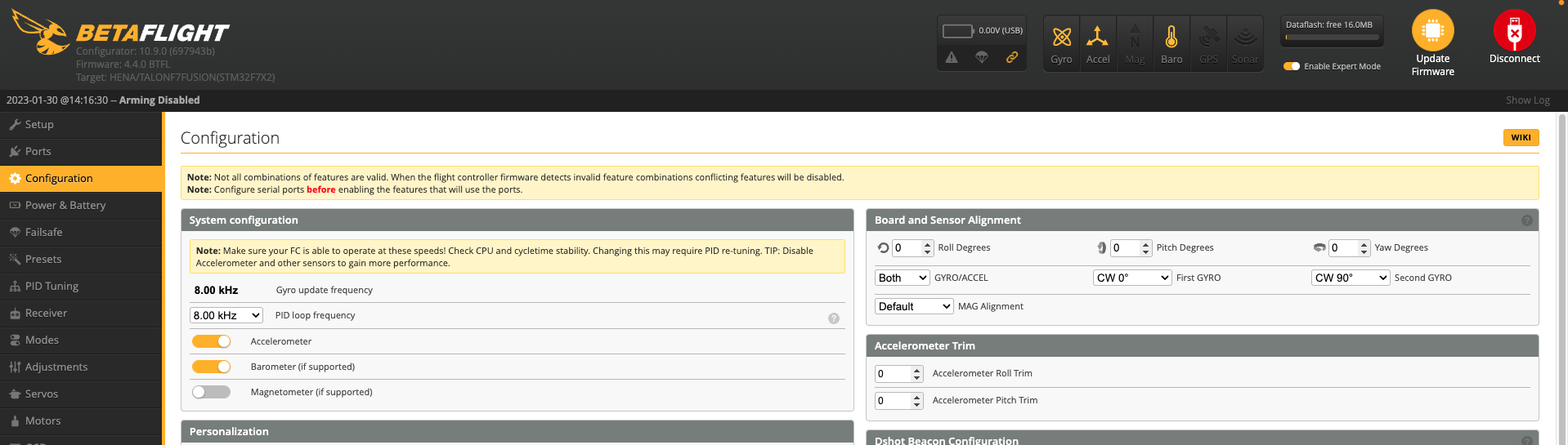 BF 4.4 RC4 & RC5 external I2C BMP280 barometer not supported (cloud