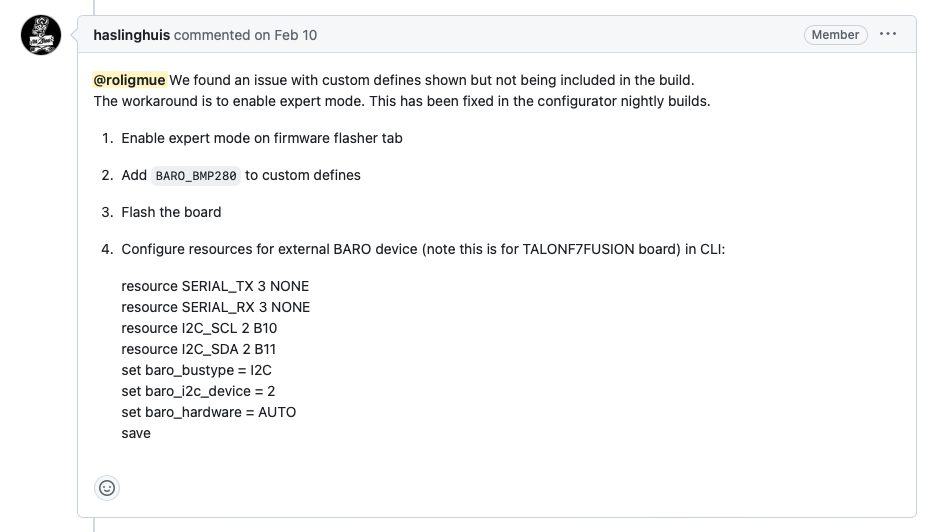 BF 4.4.2 external I2C BMP280 barometer not supported, see 12209
